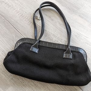 The Sak Black Double Strap Crochet Faux Leather Bag